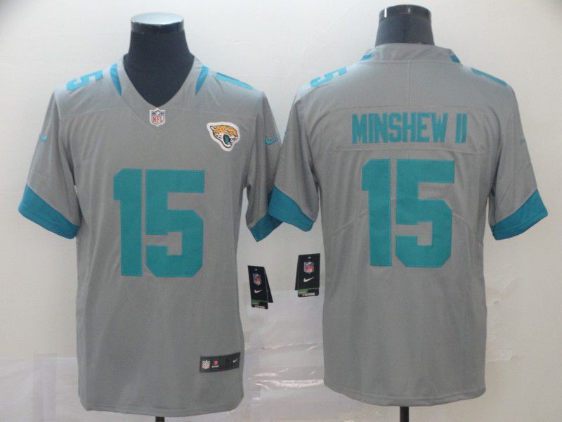 Men Jacksonville Jaguars #15 Minshew ii Grey Nike Vapor Untouchable Limited Player NFL Jerseys